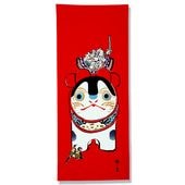 手ぬぐい「私は昔「モモタロウ」と云われてました 赤」