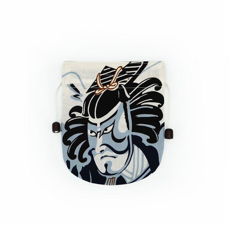 リバーシブル手ぬぐい巾着「暫」藍