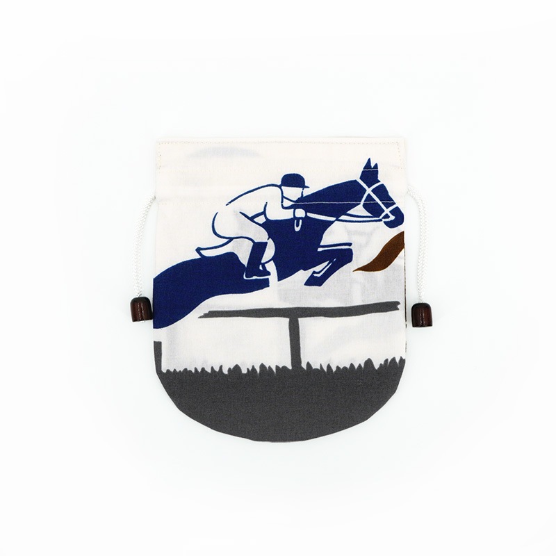 リバーシブル手ぬぐい巾着「競走馬」