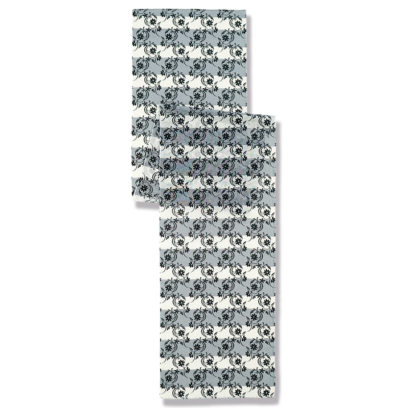 ガーゼ180cm「フラワー」（ブラック）