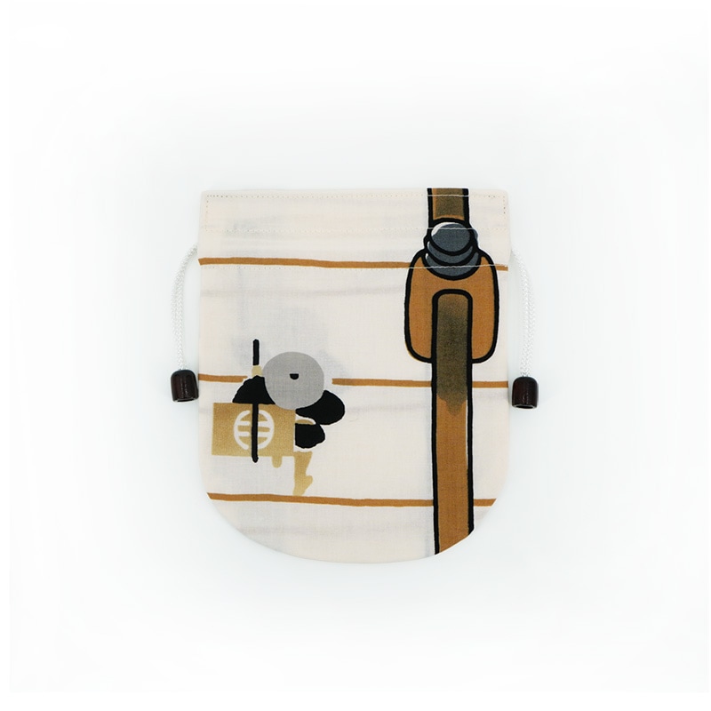 リバーシブル手ぬぐい巾着「大名行列」