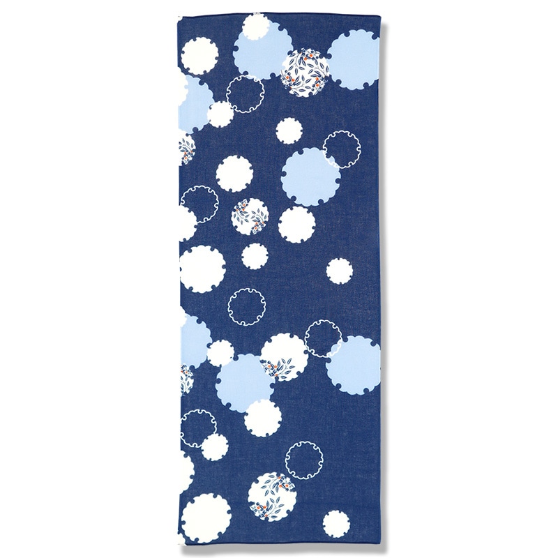 ガーゼ90cm「雪輪南天」（ネイビー）