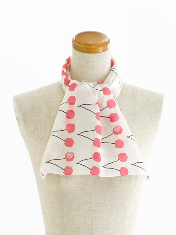 ガーゼ90㎝ 「さくらんぼ」（オフホワイト/ピンク）