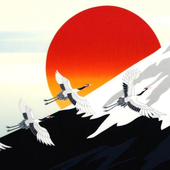 手ぬぐい「富士と鶴」