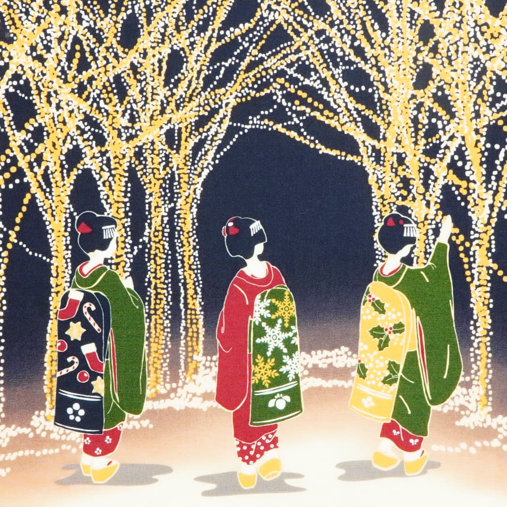 手ぬぐい「舞妓さんとイルミネーション」