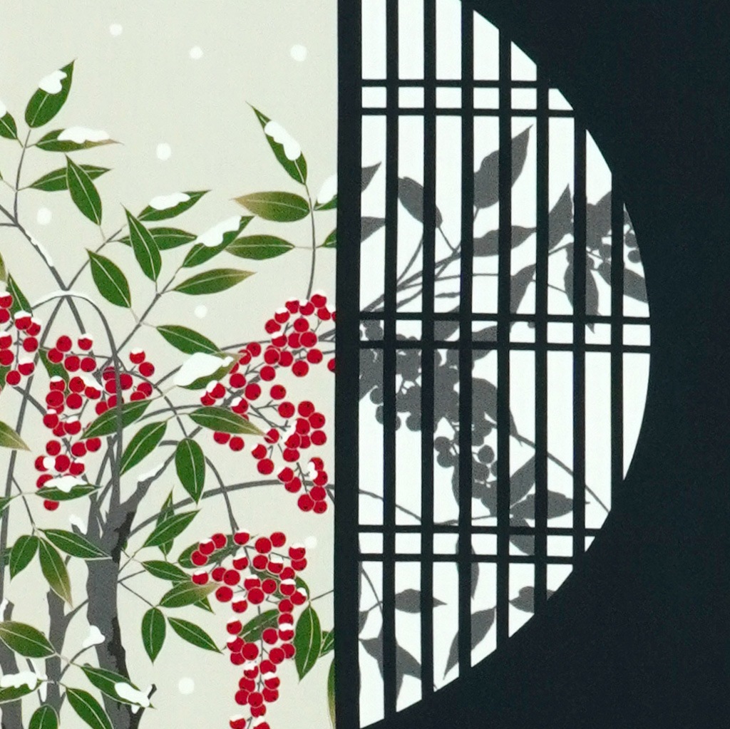 手ぬぐい「円窓（えんそう）の南天」