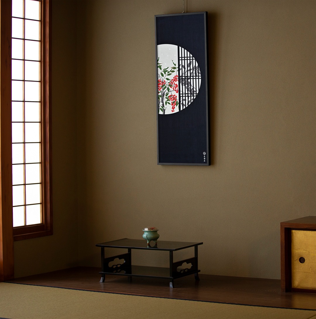 手ぬぐい「円窓（えんそう）の南天」