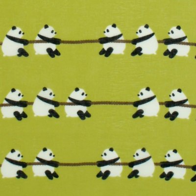 ガーゼ90㎝ 「綱引きパンダ」(グリーン/ブラウン)