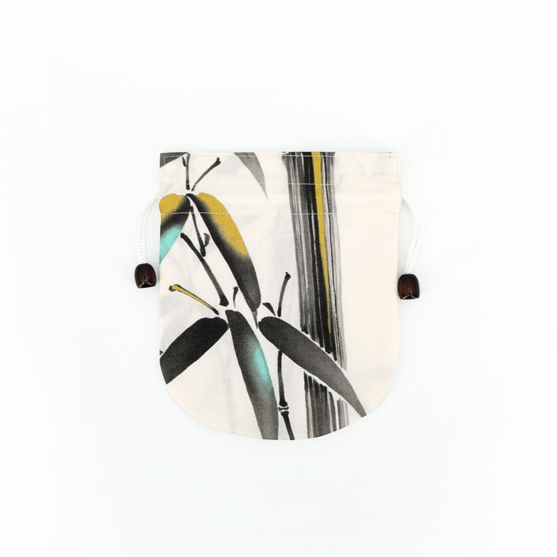 リバーシブル手ぬぐい巾着 「墨絵竹」