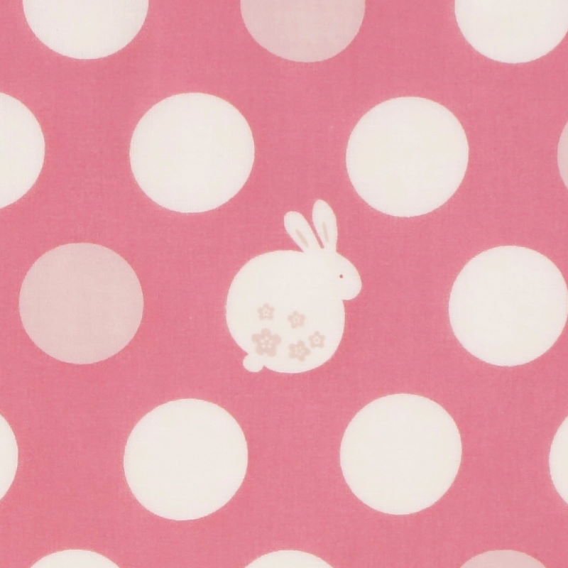 ガーゼ180cm 「まるうさぎ」（ピンク/ライトピンク）