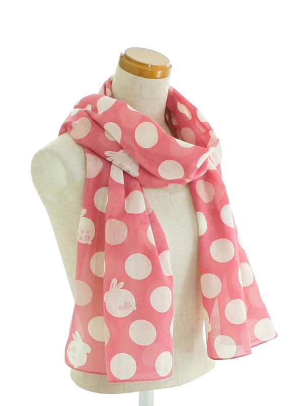 ガーゼ180cm 「まるうさぎ」（ピンク/ライトピンク）