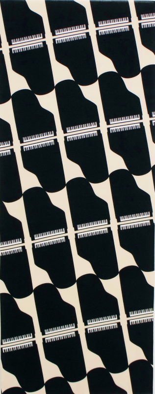 手ぬぐい総柄90㎝「グランドピアノ」（ベージュ/ブラック）