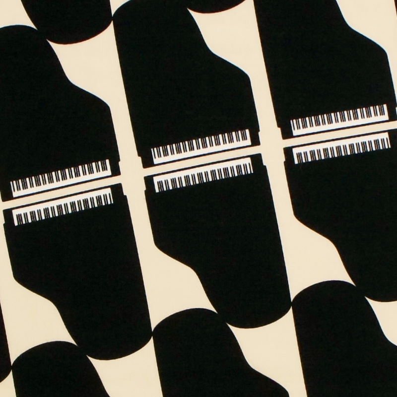 手ぬぐい総柄90㎝「グランドピアノ」（ベージュ/ブラック）