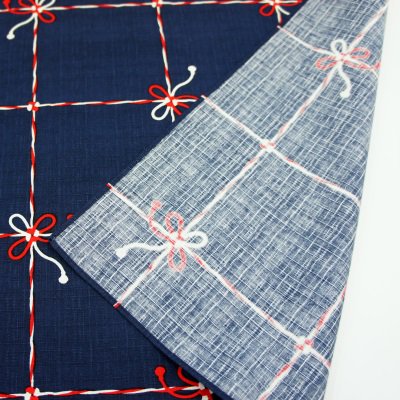小風呂敷 「結び格子」（ネイビー/レッド）