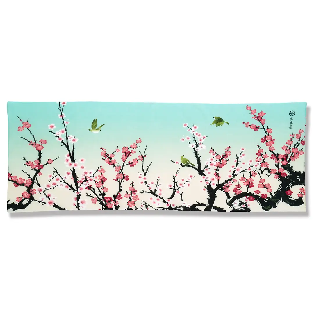 ガーゼ90cm「紅梅白梅」 | ガーゼ手ぬぐい | 永楽屋
