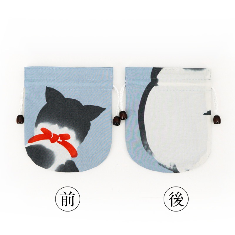 リバーシブル手ぬぐい巾着 「思案中」