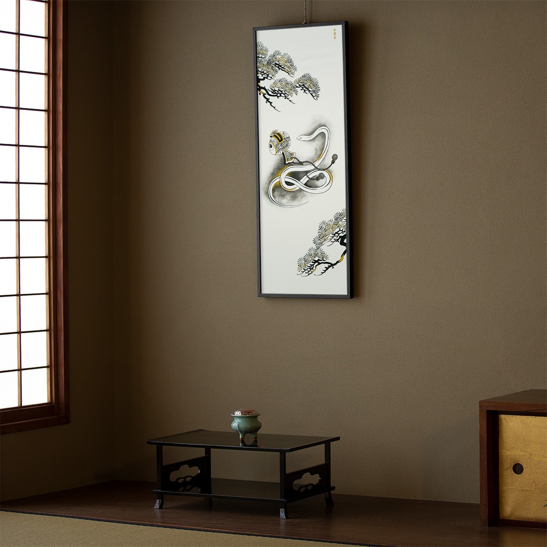 手ぬぐい「墨絵巳」