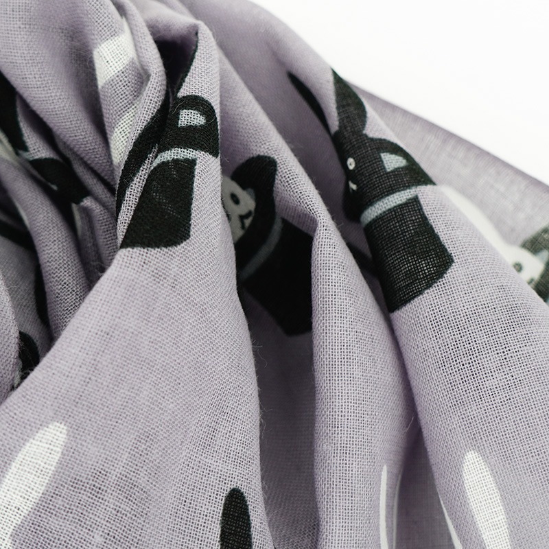 ガーゼ90cm「手品うさぎ」（グレー/グレー）