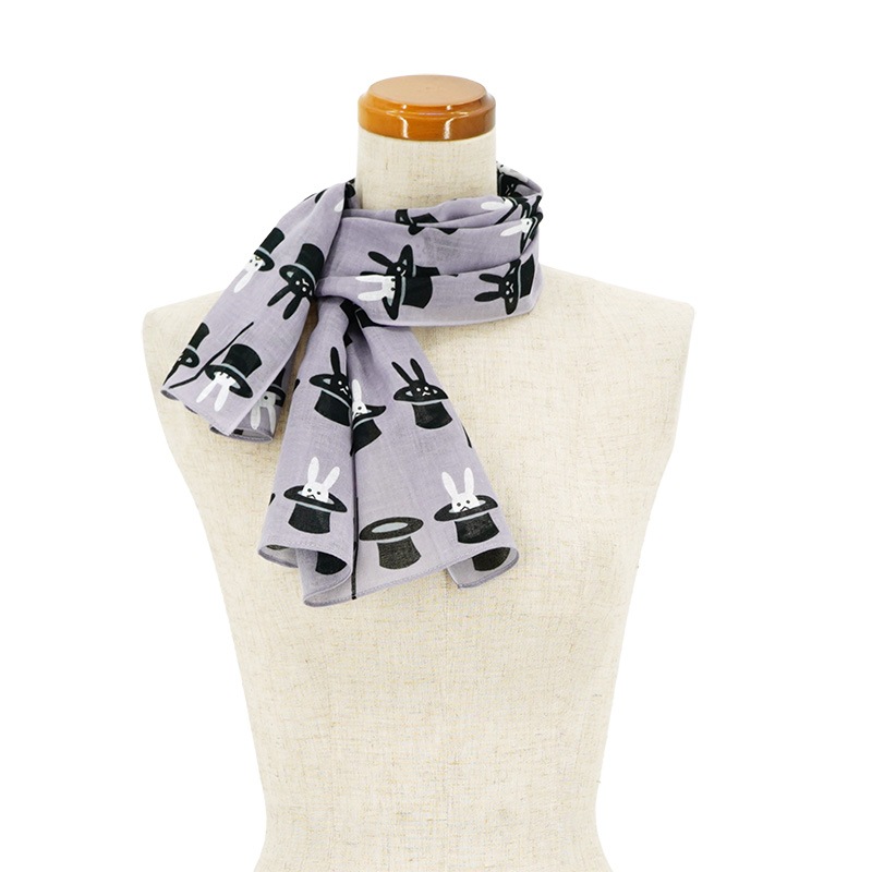 ガーゼ90cm「手品うさぎ」（グレー/グレー）