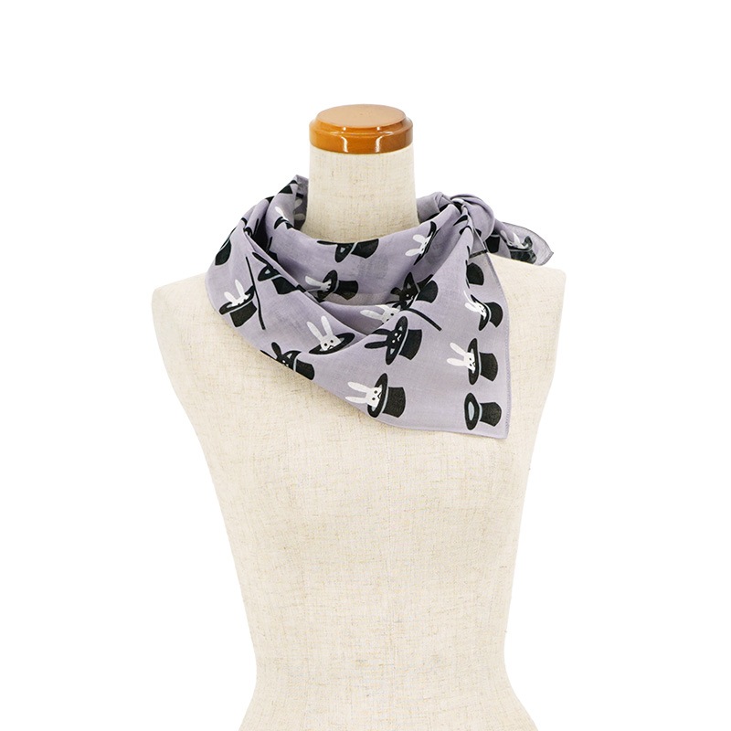 ガーゼ90cm「手品うさぎ」（グレー/グレー）