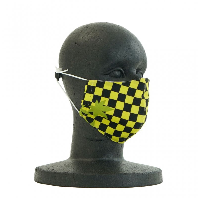 手ぬぐい立体マスク 「市松紅葉」（グリーン）