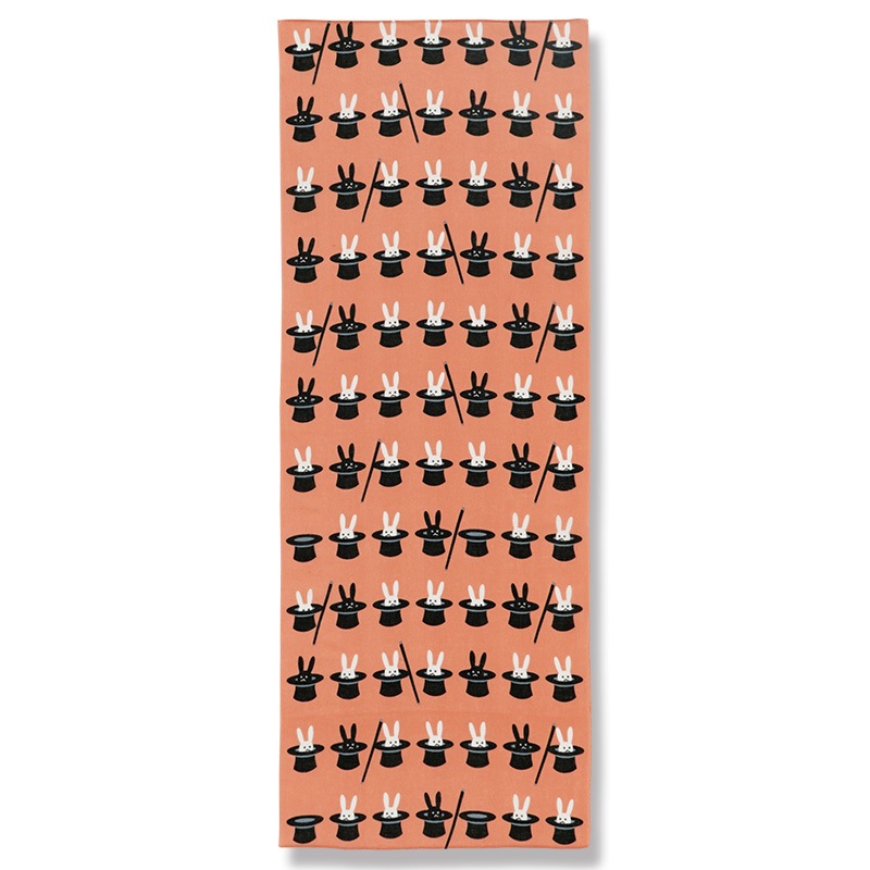 ガーゼ90cm「手品うさぎ」（コーラルピンク/グレー）