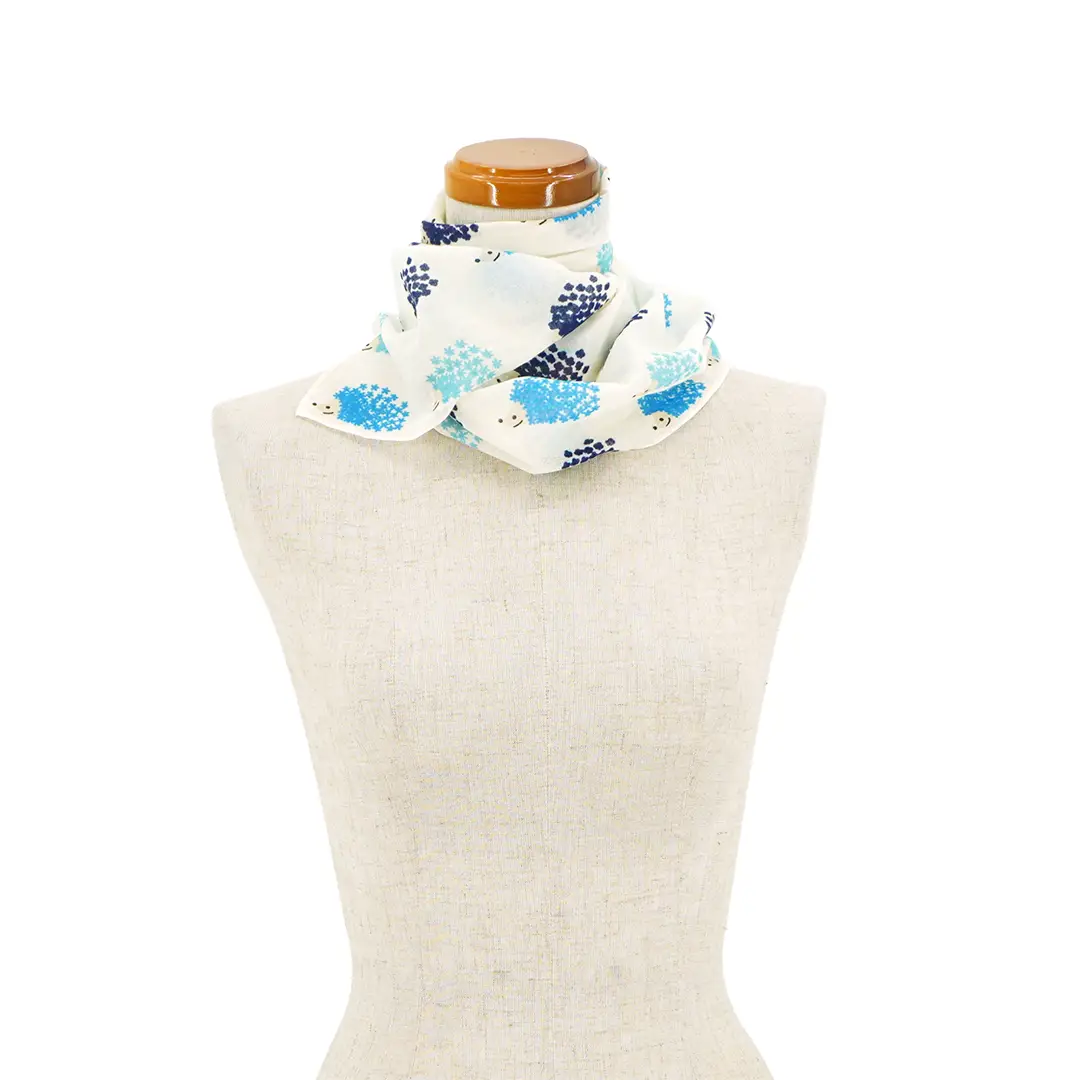 ガーゼ90cm「ハリネズミ」（ブルー）