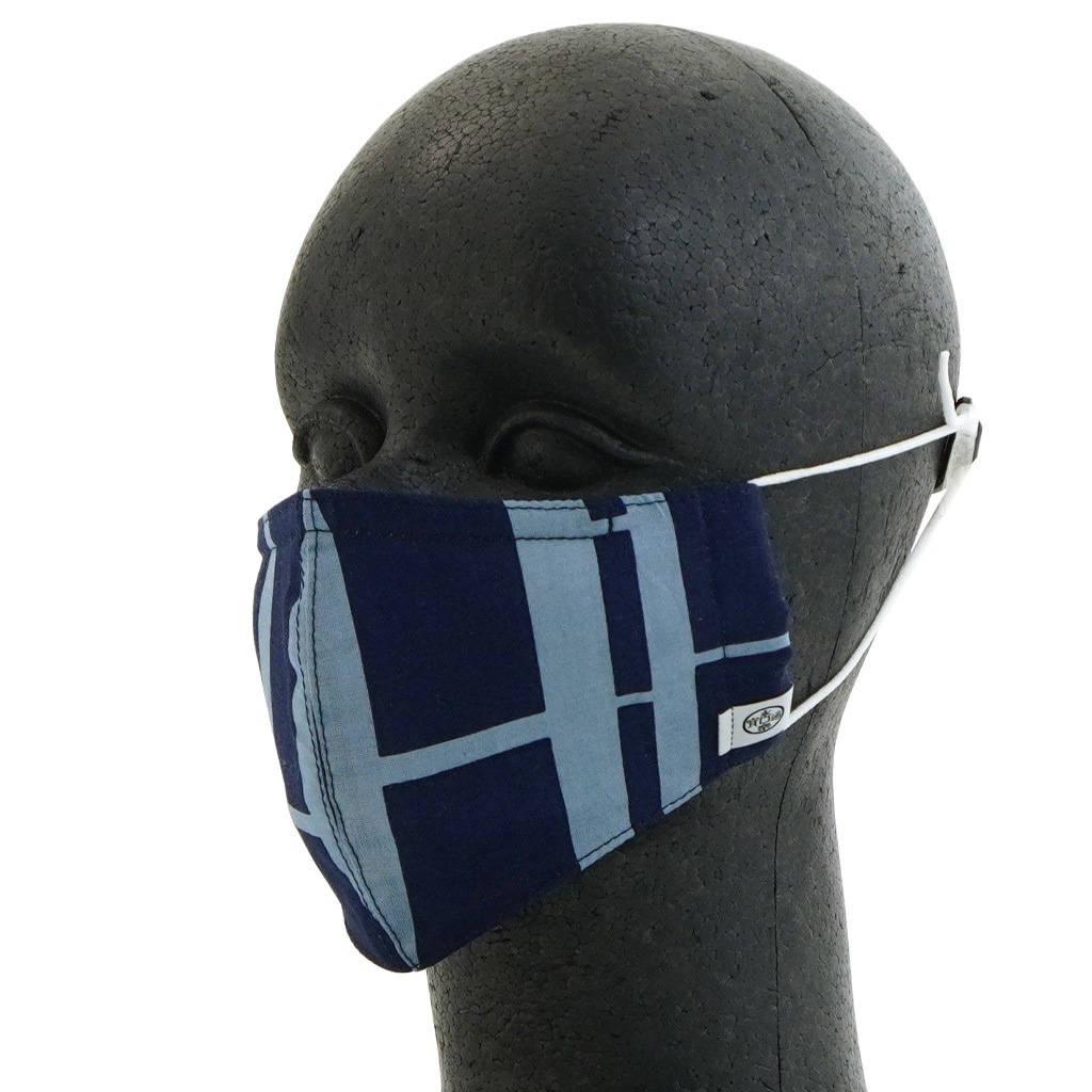 手ぬぐい立体マスクワイヤー入り「バンブー」（ライトブルー/ネイビー）