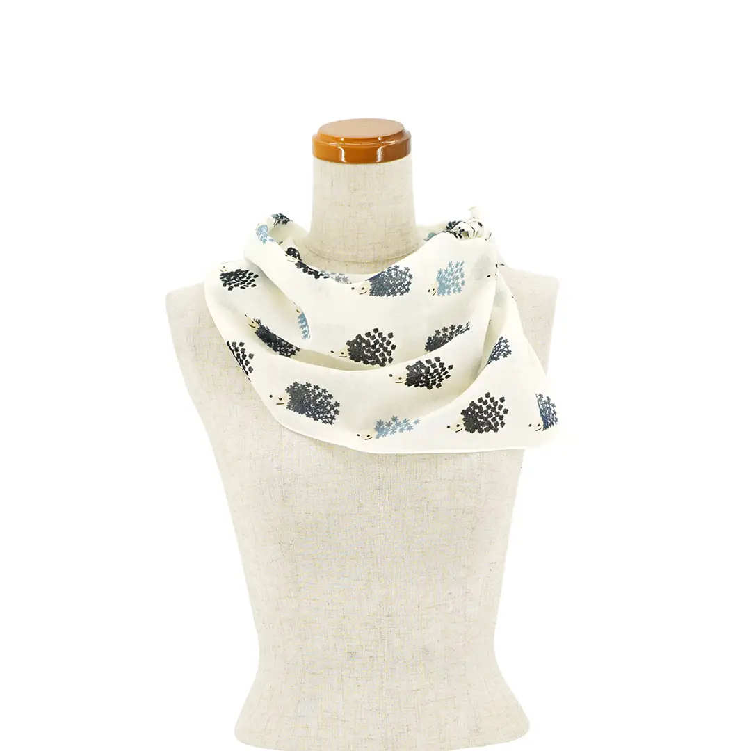 ガーゼ90cm「ハリネズミ」（ブラック/グレー）