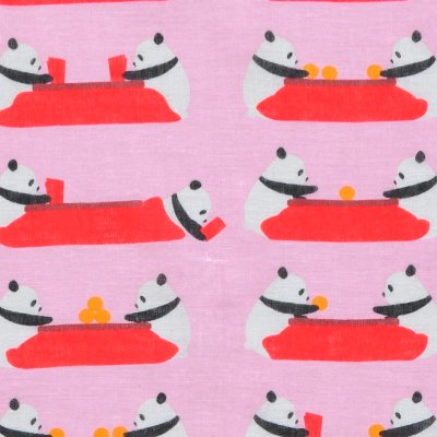 ガーゼ90㎝ 「こたつパンダ」(ピンク/レッド)