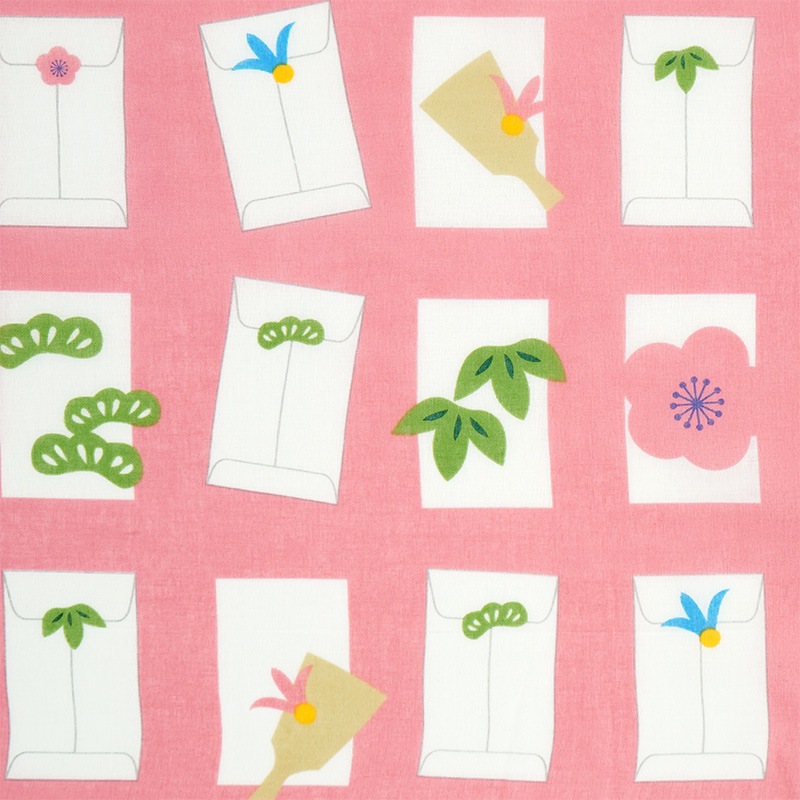 ガーゼ180cm「ポチ袋」（ピンク）