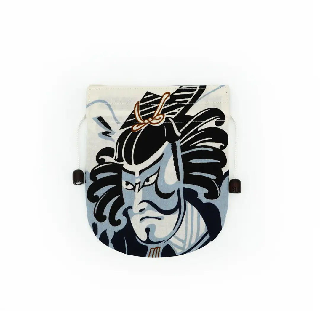 リバーシブル手ぬぐい巾着「暫」藍