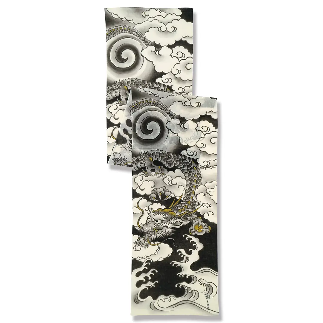 ガーゼ180cm「墨絵 辰」