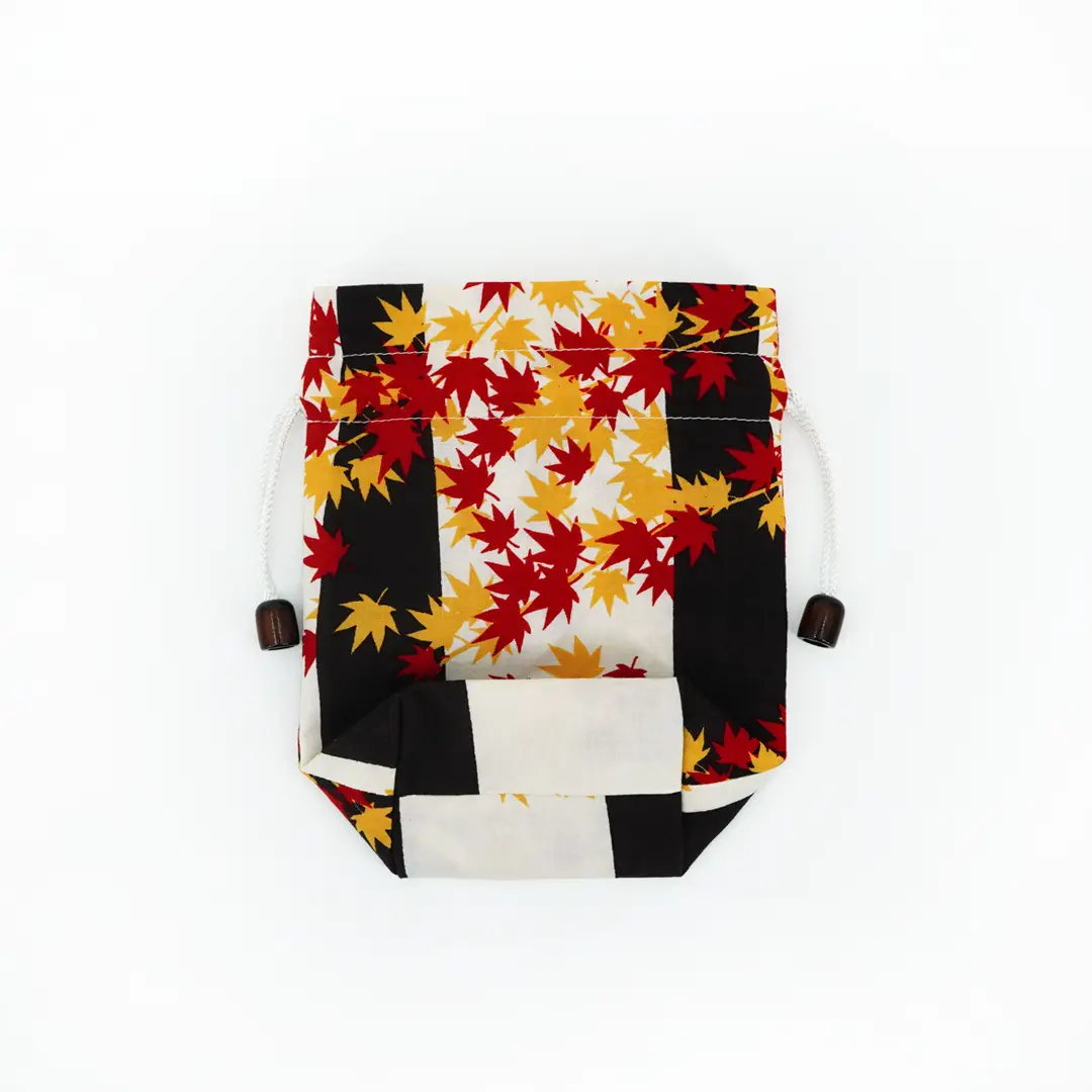 マチ付き巾着「紅葉」（イエロー）