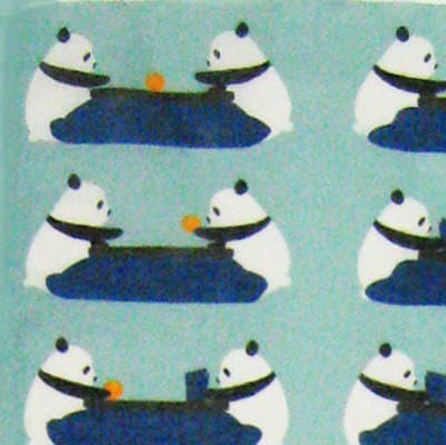 ガーゼ90㎝ 「こたつパンダ」(グリーン/ブルー) | ガーゼ手ぬぐい,長さ