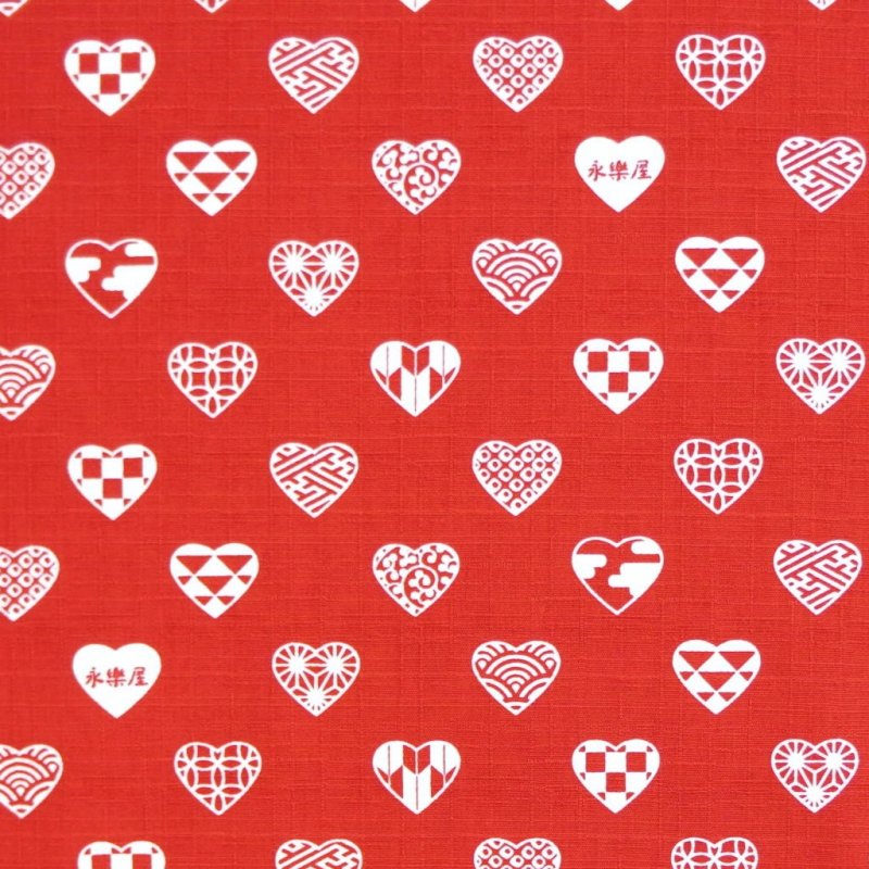 二四巾風呂敷 「ラブリ紋」（レッド/ホワイト）