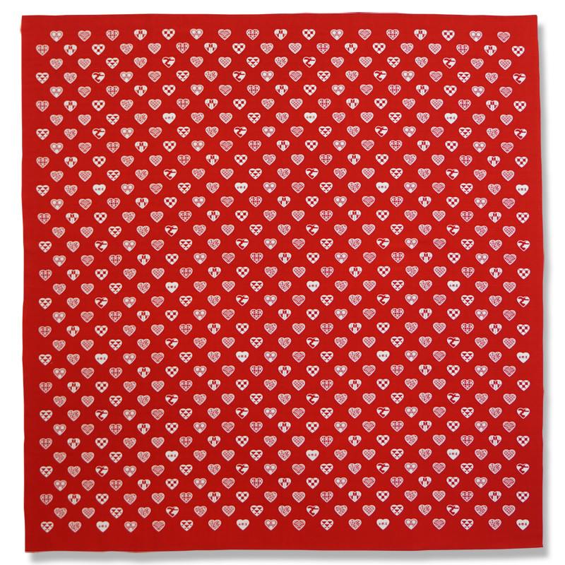二四巾風呂敷 「ラブリ紋」（レッド/ホワイト）
