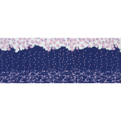 ガーゼ90㎝ 「桜流水」(ネイビー)