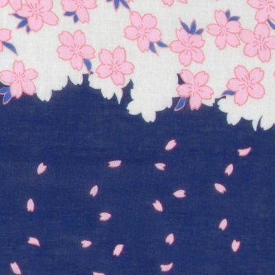 ガーゼ90㎝ 「桜流水」(ネイビー)