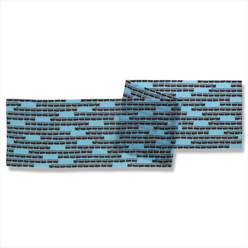 ガーゼ180cm 「汽車」（ブルー）