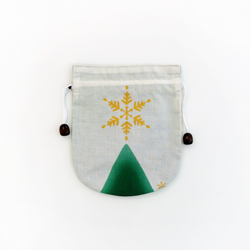 リバーシブル手ぬぐい巾着 「ツリー」