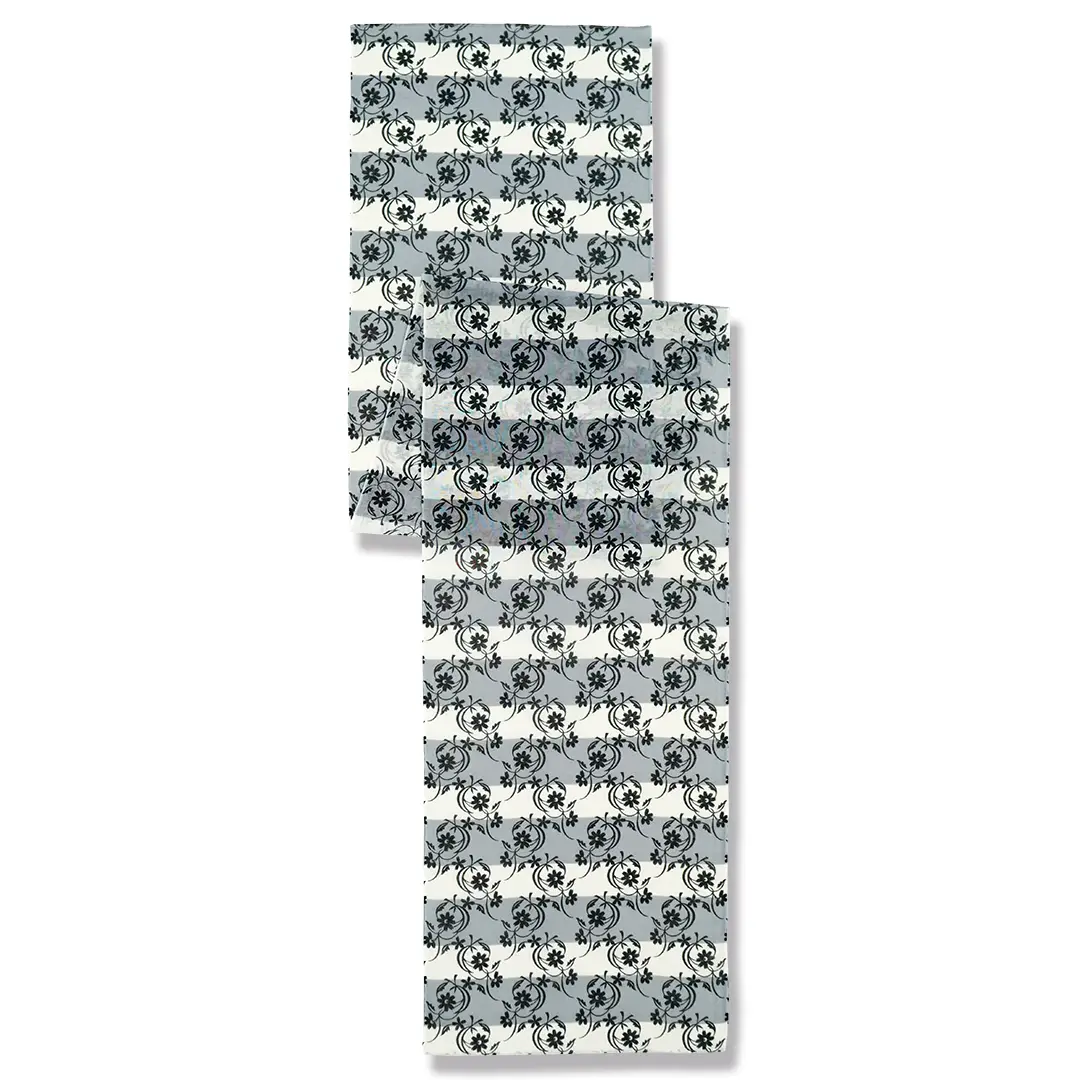 ガーゼ180cm「フラワー」（ブラック）