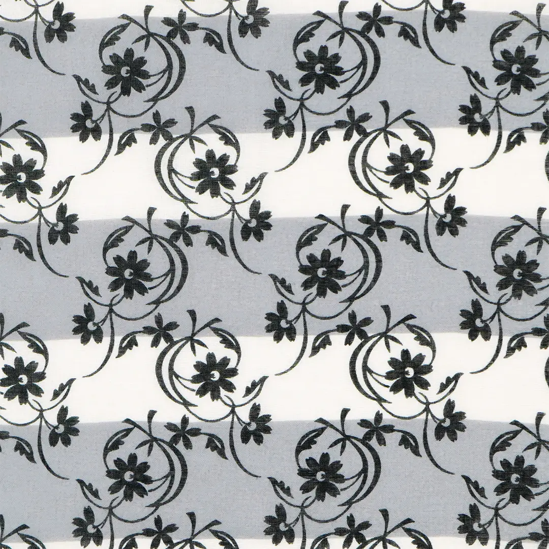 ガーゼ180cm「フラワー」（ブラック）