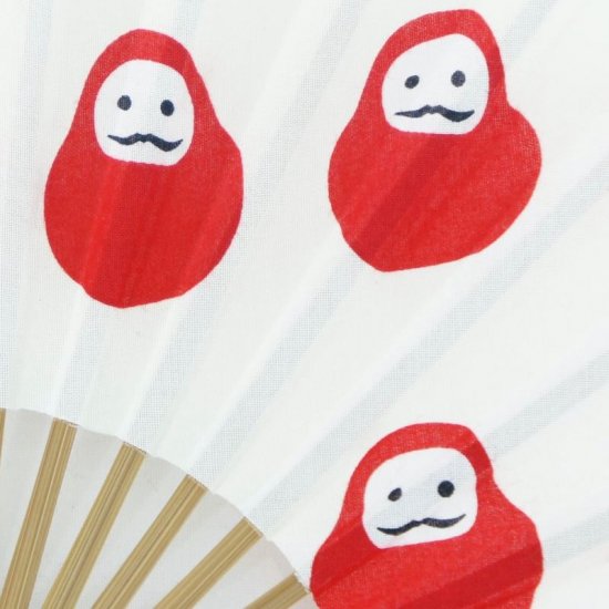 手ぬぐいMINI扇 「だるま」(ホワイト)