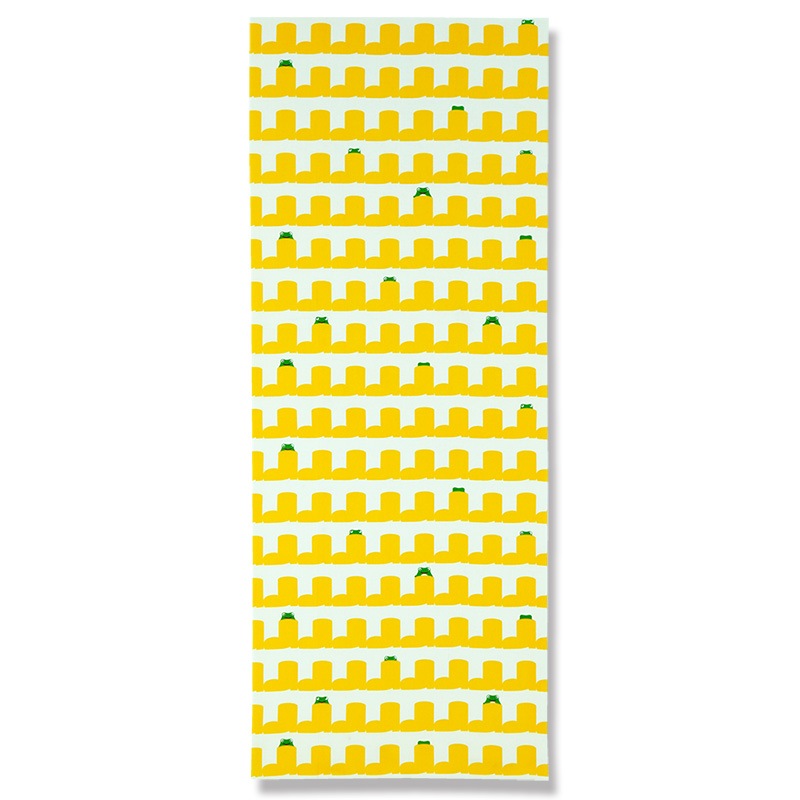 手ぬぐい総柄90cm「雨靴とカエル」（オフホワイト/イエロー）