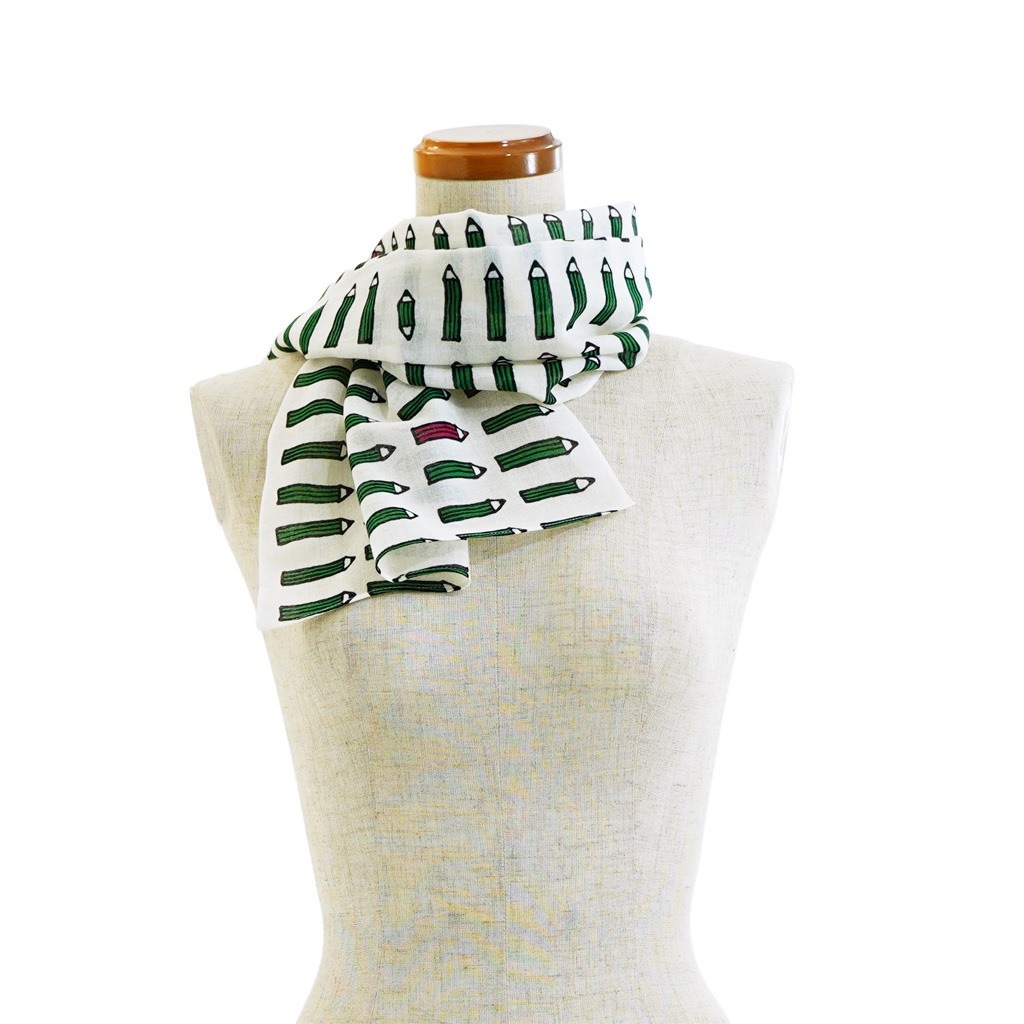 ガーゼ90cm 「えんぴつ」(グリーン)