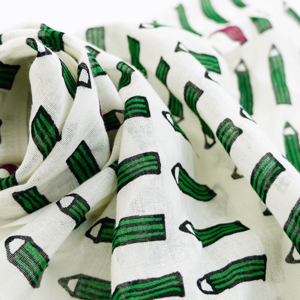 ガーゼ90cm 「えんぴつ」(グリーン)