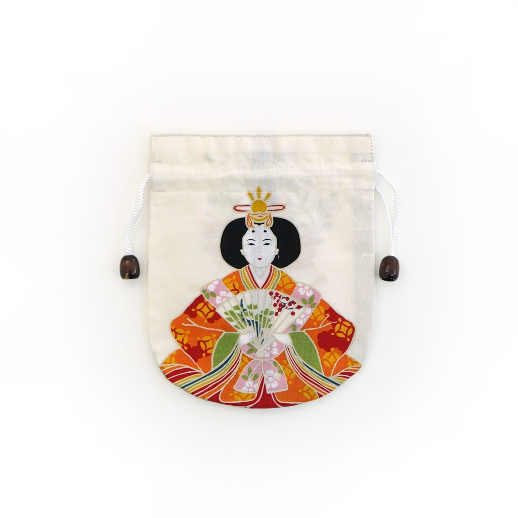 リバーシブル手ぬぐい巾着 「お内裏様とお雛様」