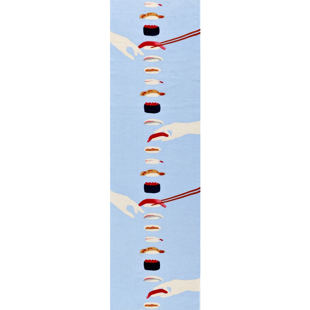 ガーゼ120㎝ 「お寿司」（ブルー）