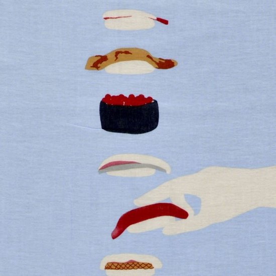 ガーゼ120㎝ 「お寿司」（ブルー）